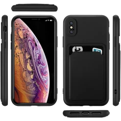 iPhone X / XS - Silikonhülle mit Kartenfach & Kameraschutz