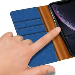 iPhone XR - Jeanslook Klapphülle mit Kartenfach