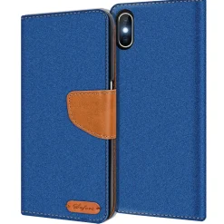 iPhone Xs Max - Jeanslook Klapphülle mit Kartenfach