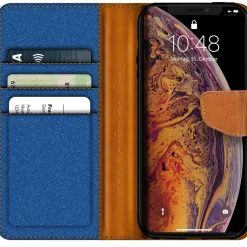 iPhone Xs Max - Jeanslook Klapphülle mit Kartenfach