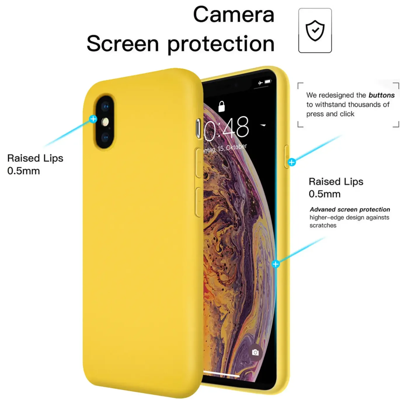 iPhone Xs Max - Silikon Case mit Mikrofaser-Innenseite