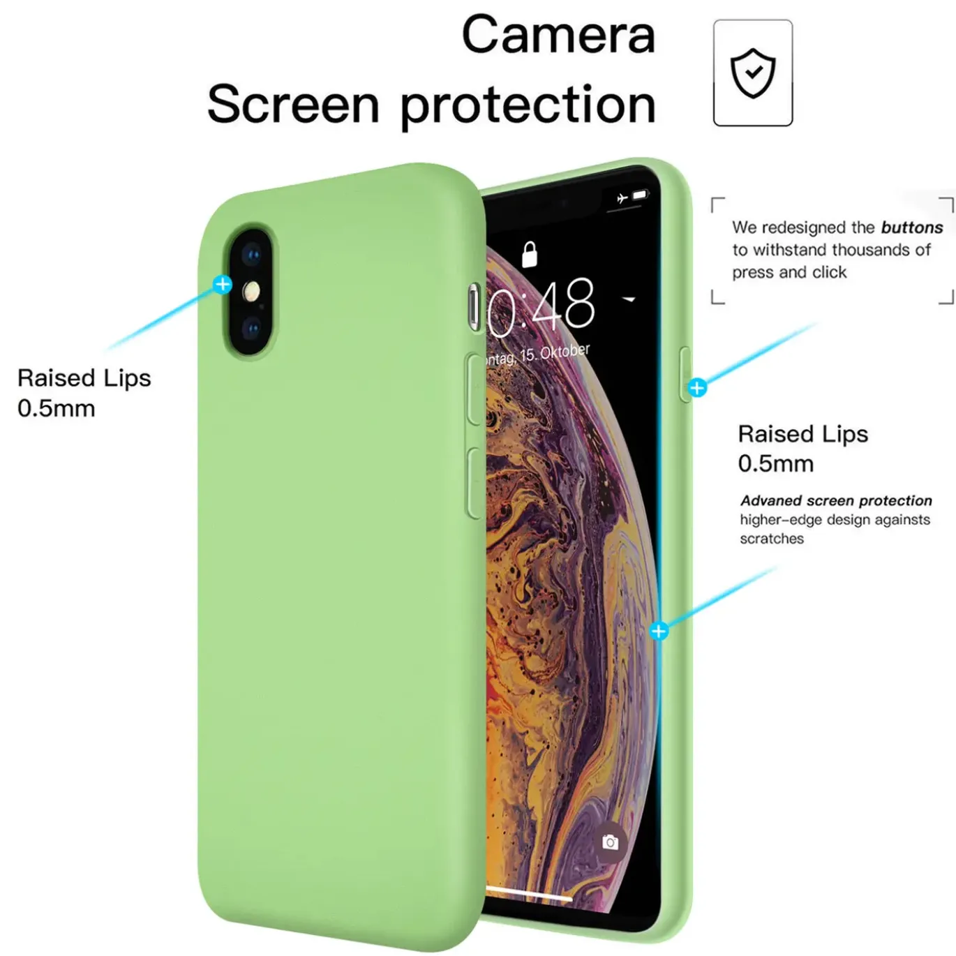 iPhone Xs Max - Silikon Case mit Mikrofaser-Innenseite