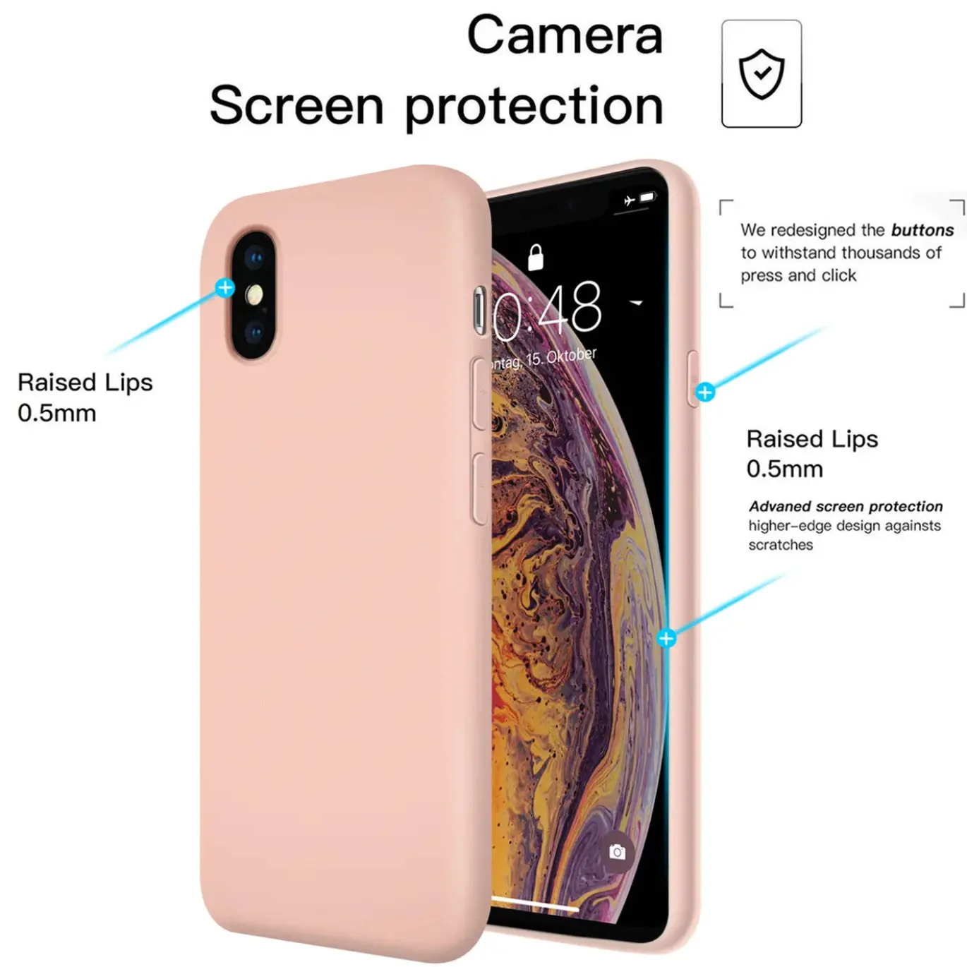 iPhone Xs Max - Silikon Case mit Mikrofaser-Innenseite