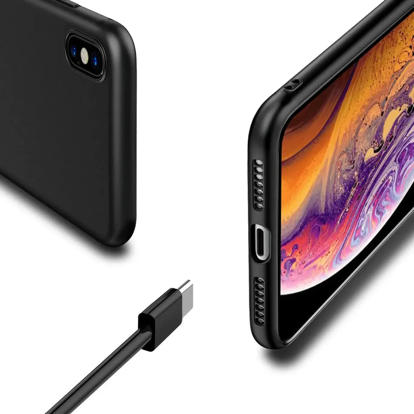 iPhone Xs Max - Slim Silikon Backcover Schwarz