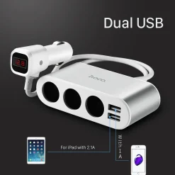 KFZ Stromverteiler mit LCD Z13 3-fach und 2 USB