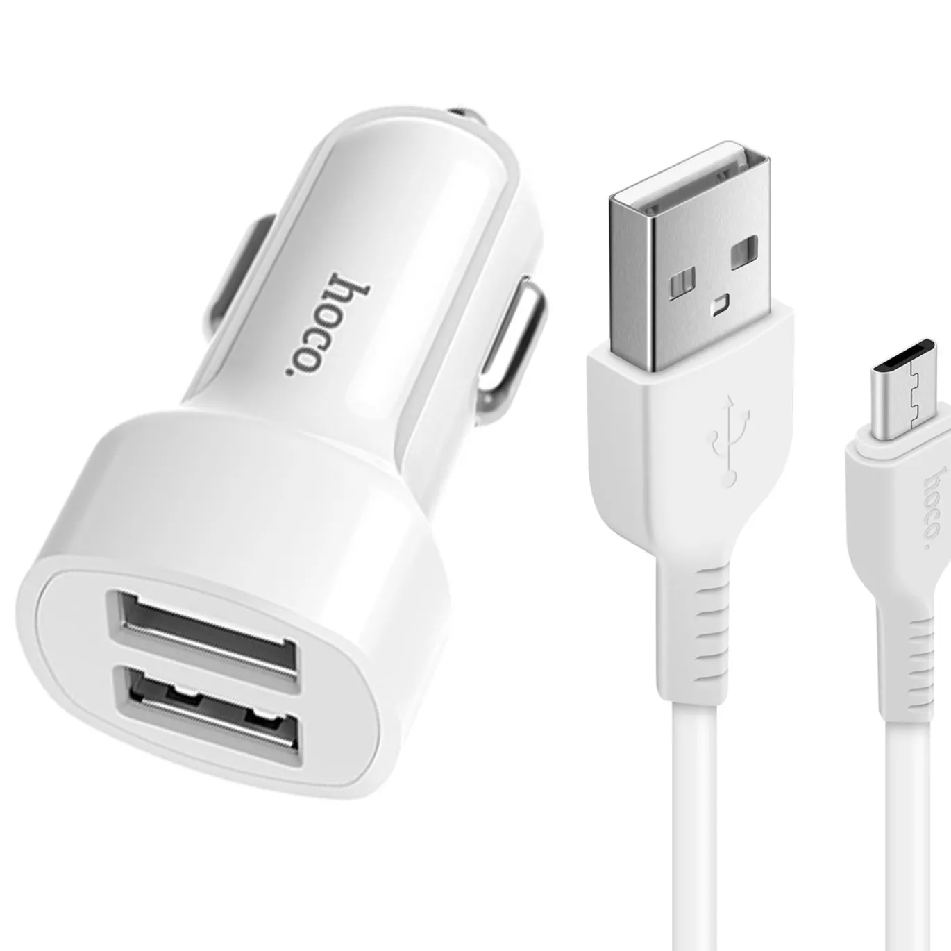 Kfz-Ladegerät Hoco - Z2A microUSB - Weiß