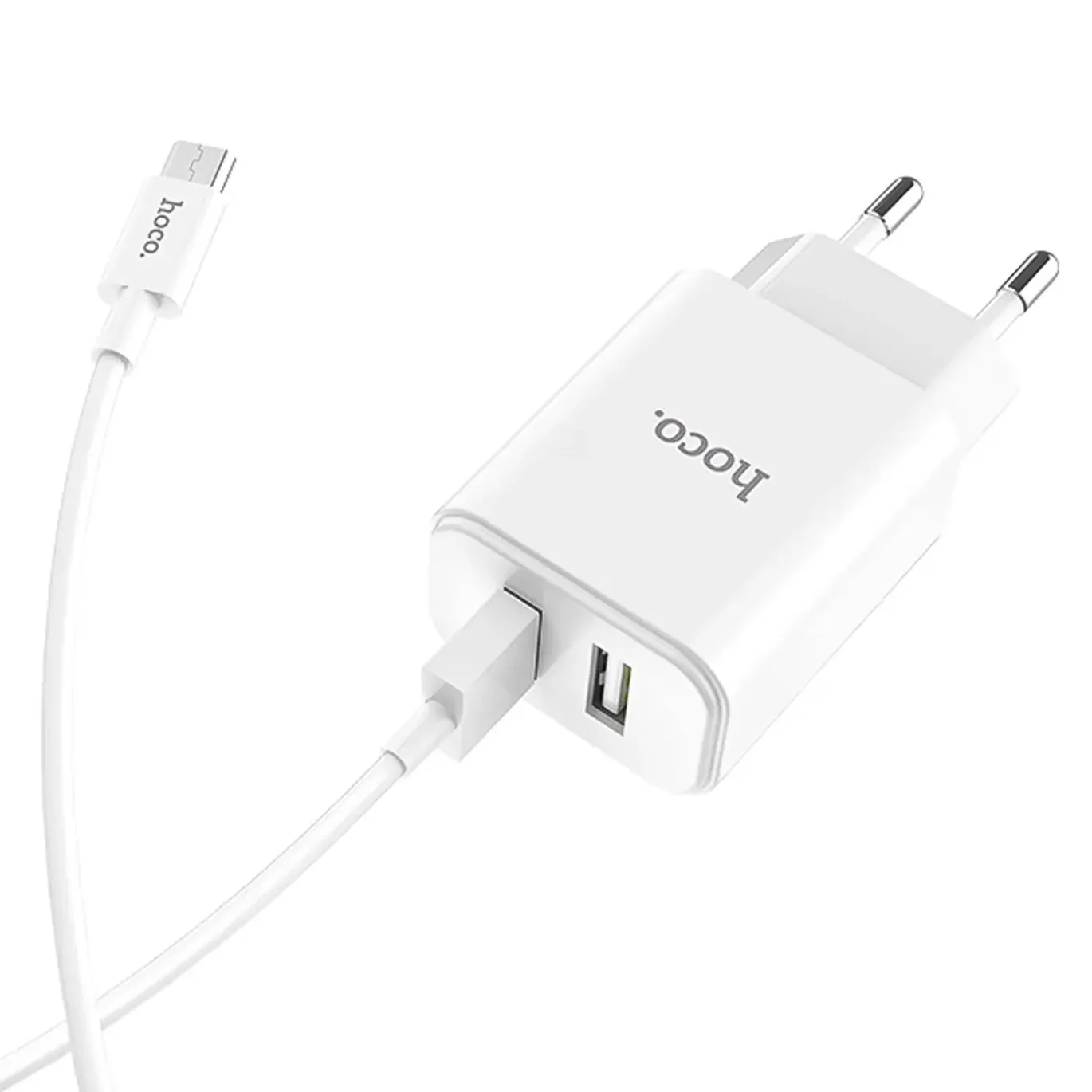 Ladegerät 2x USB Anschluss 10,W mit Micro-USB Kabel Weiß