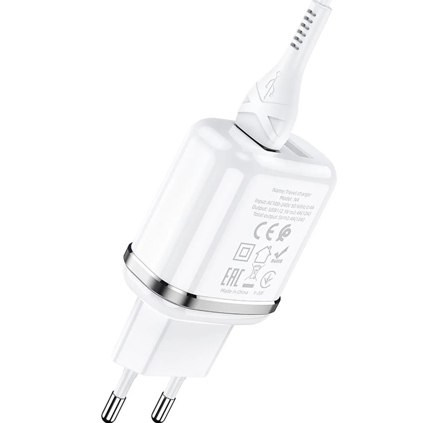 Netz-Ladegerät Hoco - N4 microUSB - Weiss