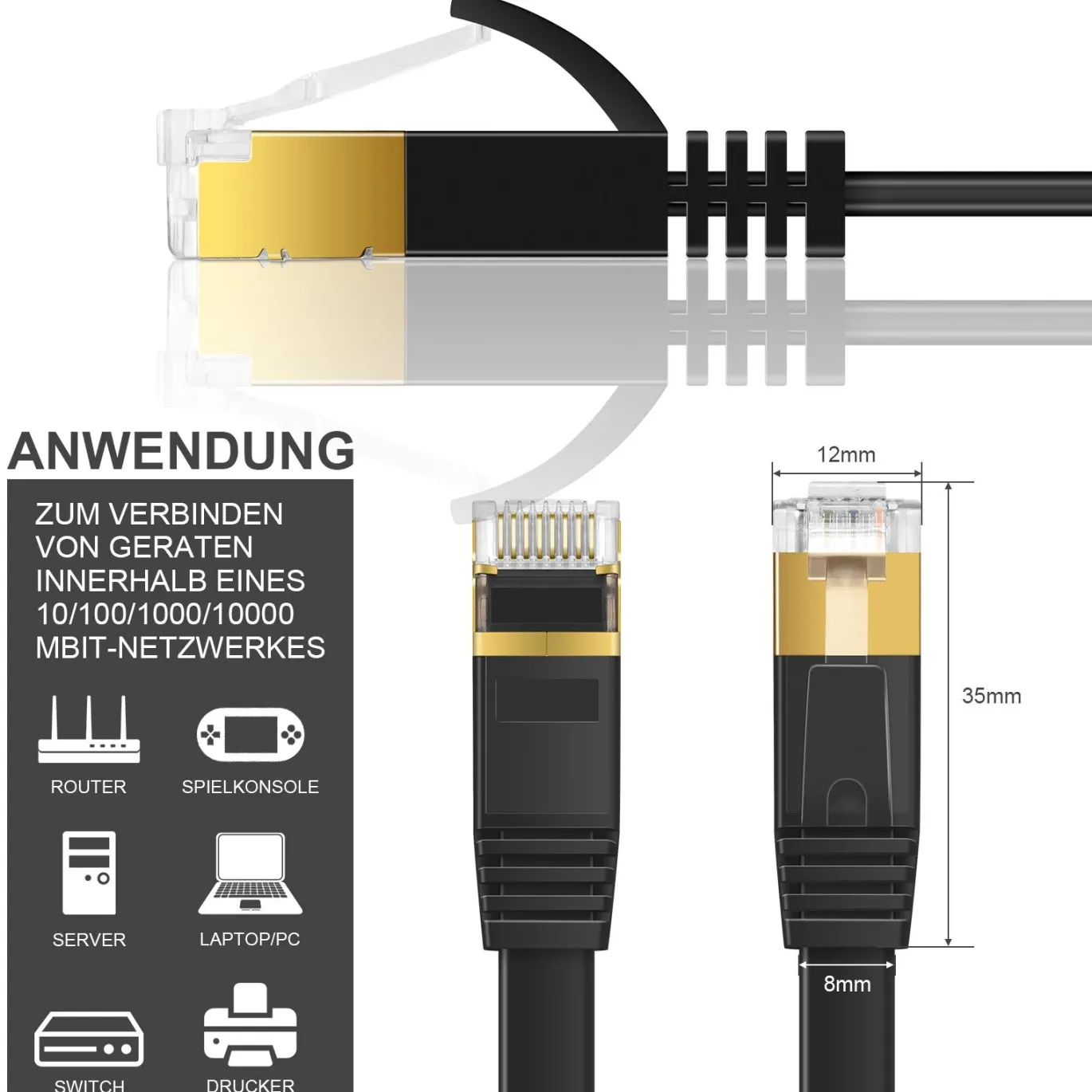 Patch-RUND-Kabel-Cat7-PC-Flat-700A-15M