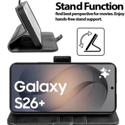 RFID Klapphülle für Samsung Galaxy S26 Plus - PU-Leder Tasche mit 3 Kartenfächern