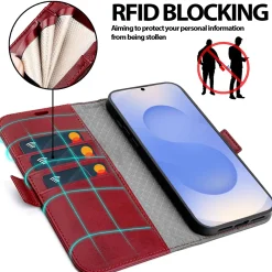 RFID Klapphülle für Samsung Galaxy S26 Plus - PU-Leder Tasche mit 3 Kartenfächern