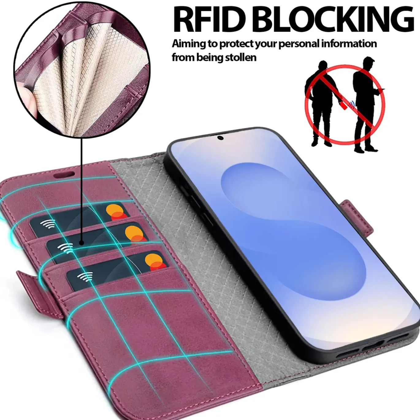 RFID Klapphülle für Samsung Galaxy S26 - PU-Leder Tasche mit 3 Kartenfächern