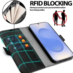 RFID Klapphülle für Samsung Galaxy S26 - PU-Leder Tasche mit 3 Kartenfächern