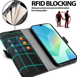 RFID Klapphülle für Samsung Galaxy A27 5G - PU-Leder Tasche mit 3 Kartenfächern