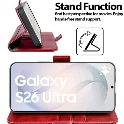 RFID Klapphülle für Samsung Galaxy S26 Ultra - PU-Leder Tasche mit 3 Kartenfächern