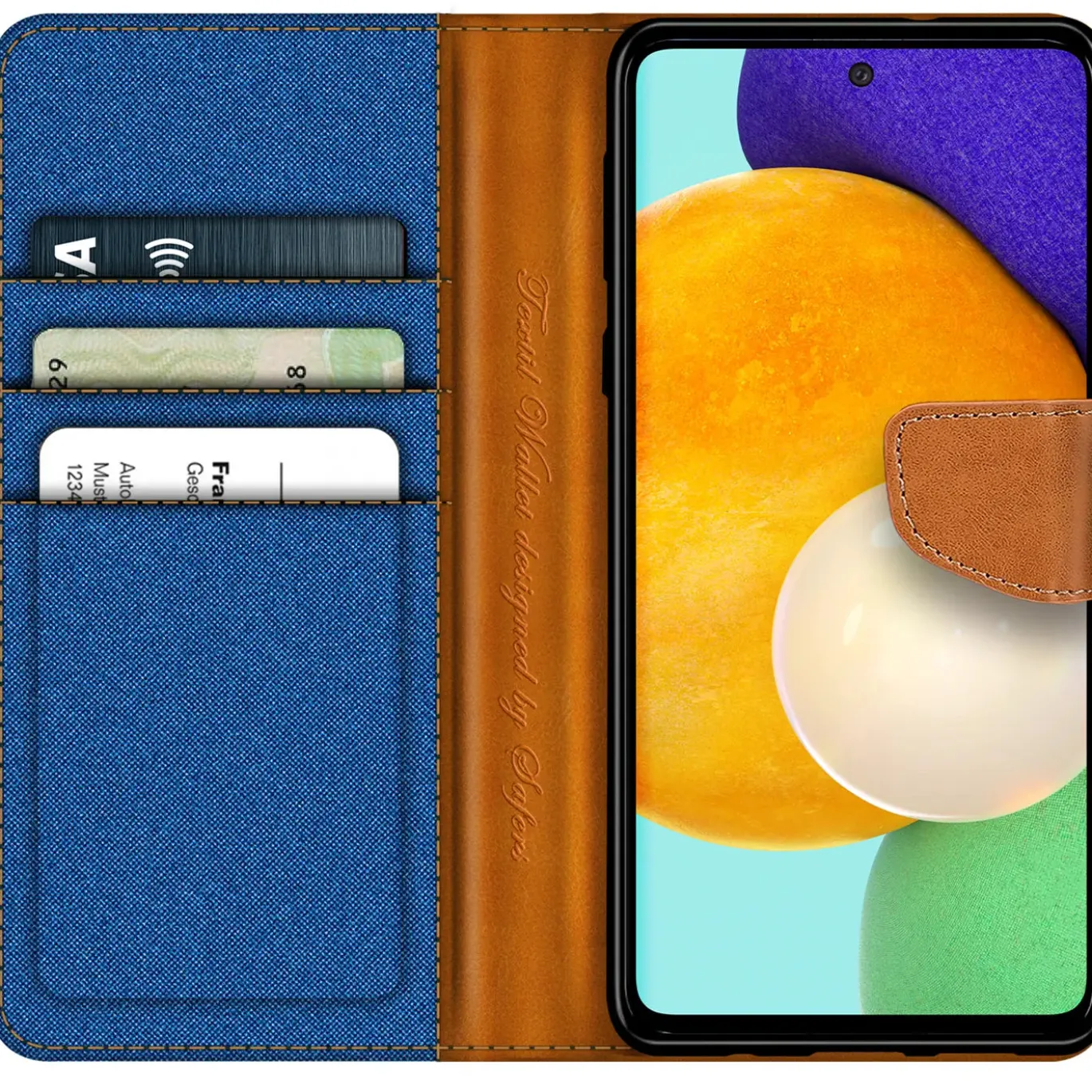 Samsung Galaxy A52 / A52 5G / A52S 5G - Jeanslook Klapphülle mit Kartenfach