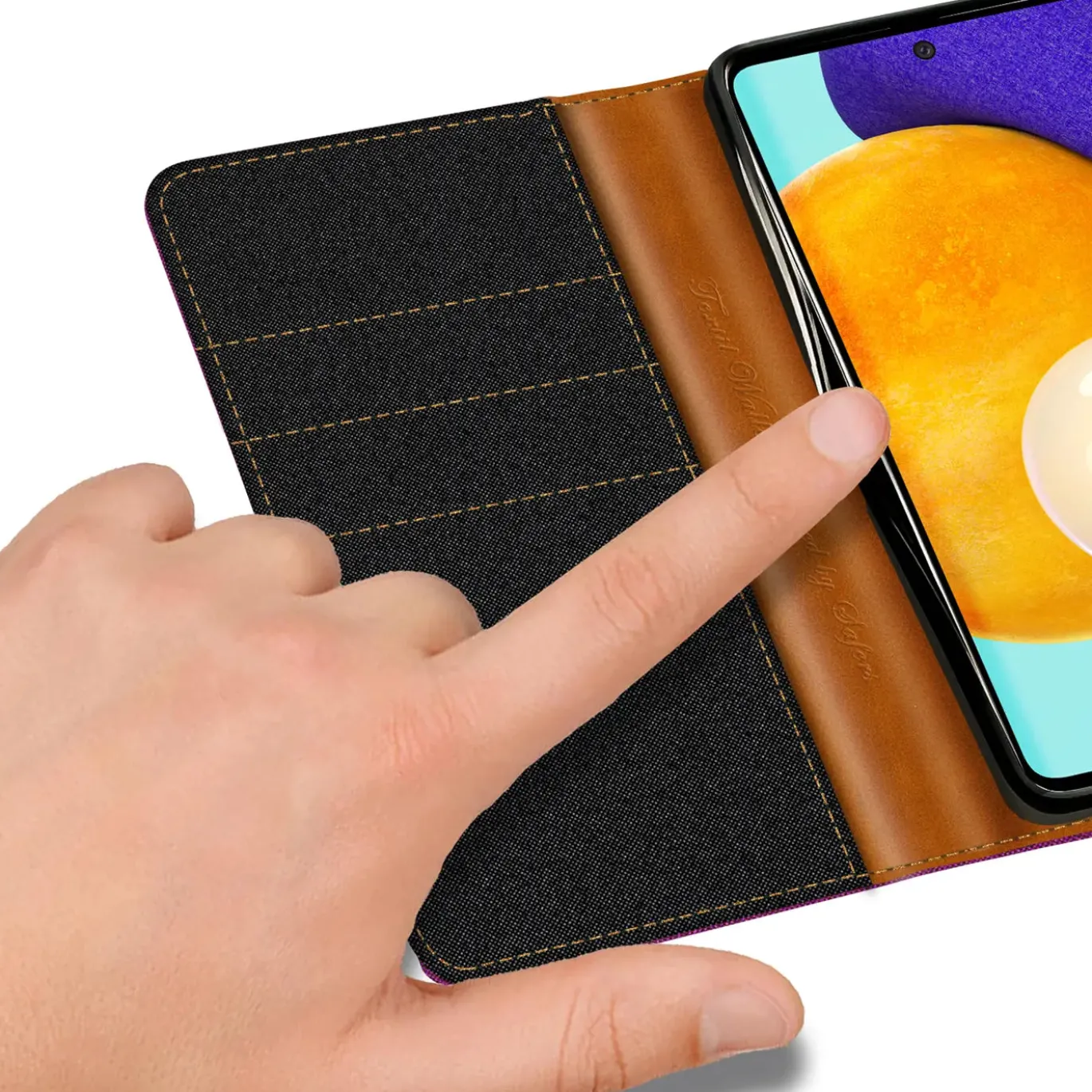 Samsung Galaxy A52 / A52 5G / A52S 5G - Jeanslook Klapphülle mit Kartenfach
