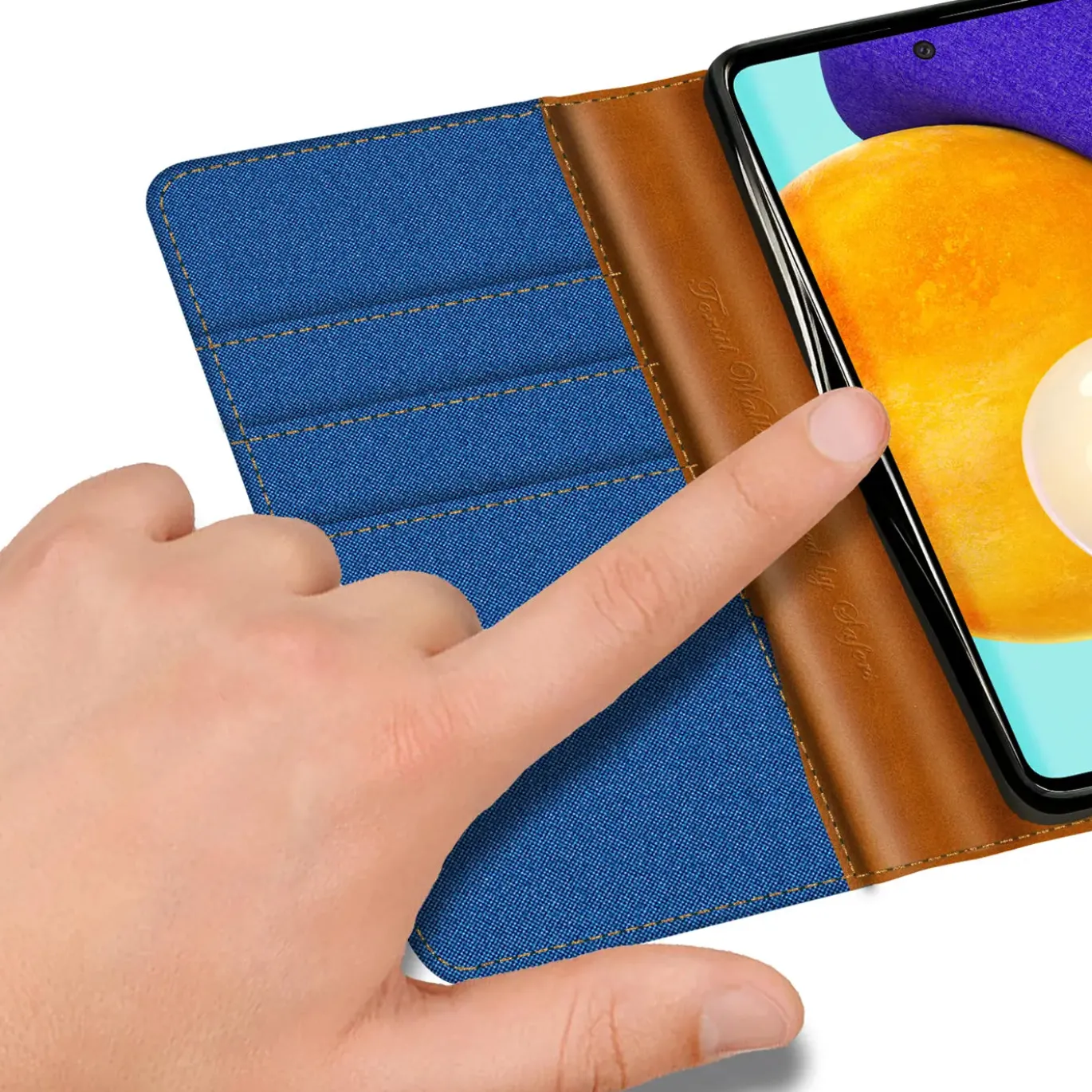 Samsung Galaxy A52 / A52 5G / A52S 5G - Jeanslook Klapphülle mit Kartenfach