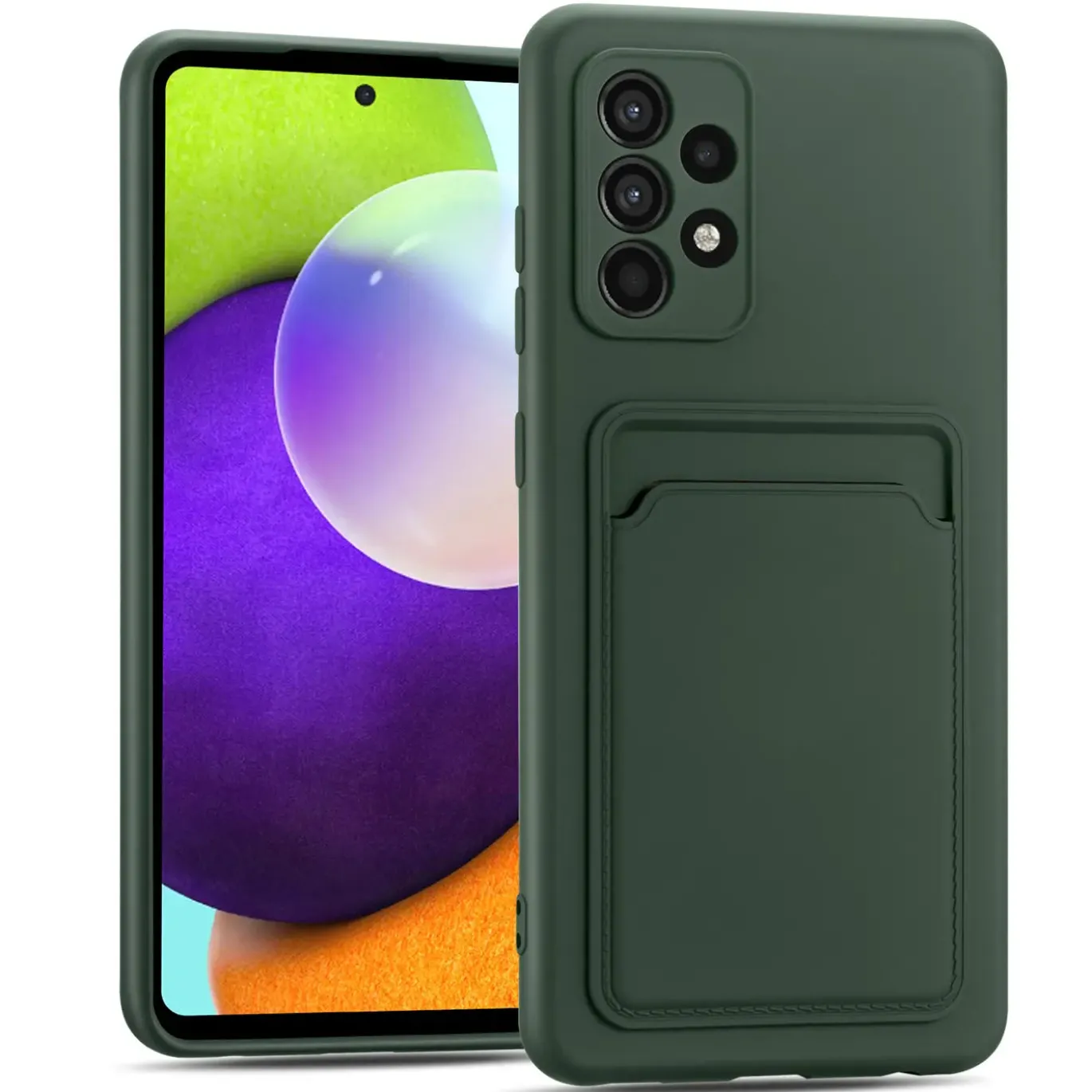 Samsung Galaxy A52 / A52 5G / A52S 5G - Silikonhülle mit Kartenfach & Kameraschutz