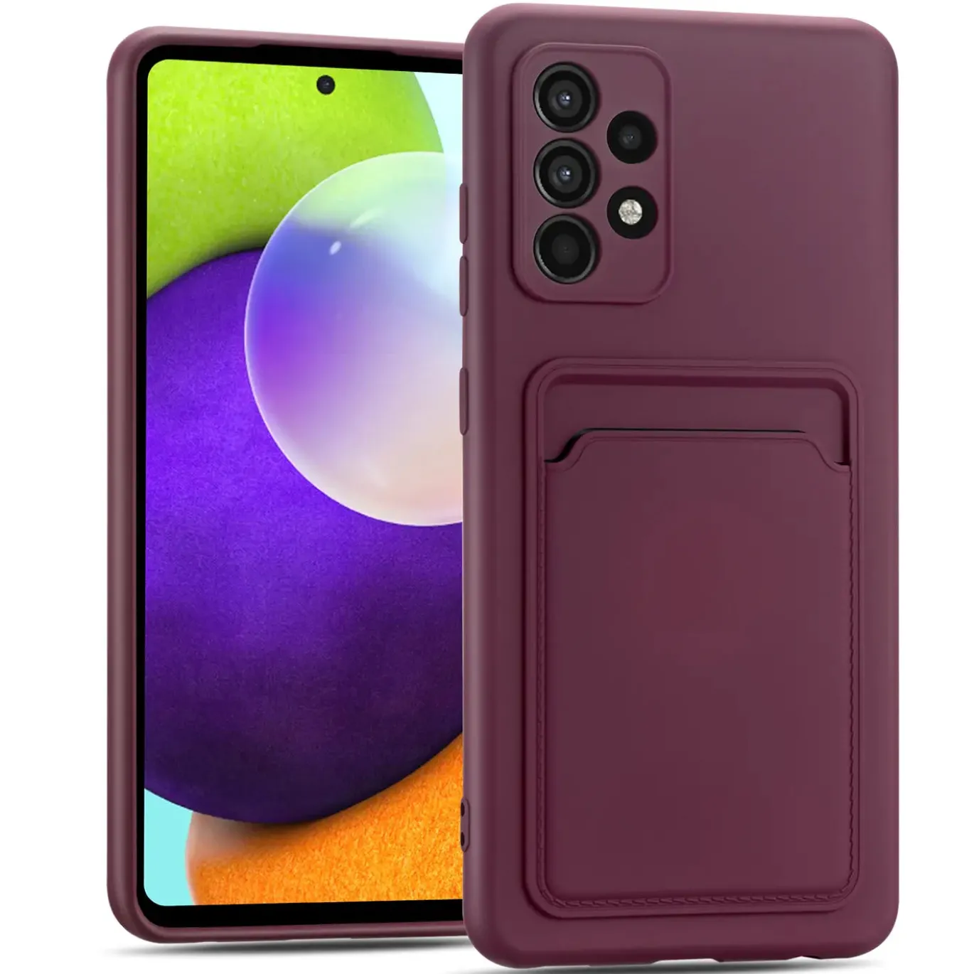 Samsung Galaxy A52 / A52 5G / A52S 5G - Silikonhülle mit Kartenfach & Kameraschutz