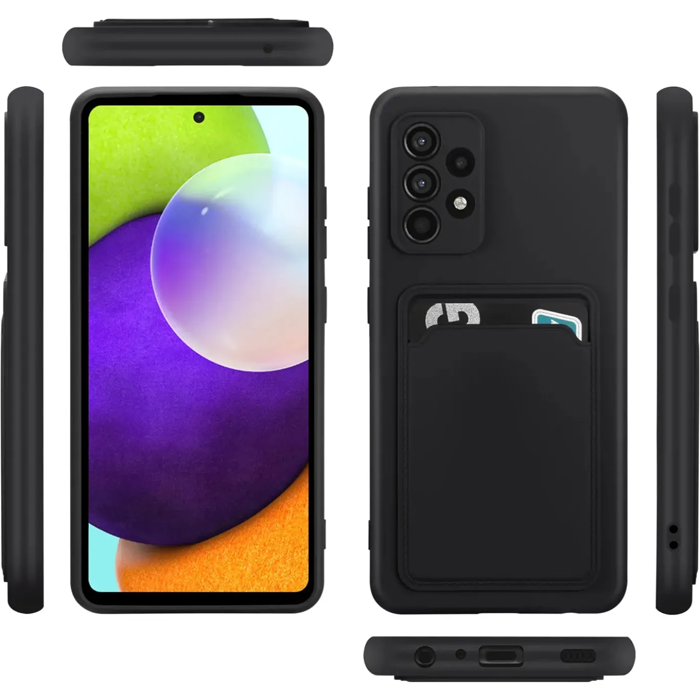 Samsung Galaxy A52 / A52 5G / A52S 5G - Silikonhülle mit Kartenfach & Kameraschutz