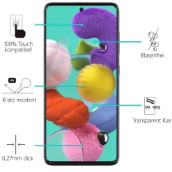 Samsung Galaxy A51 - 9H Displayschutzfolie 2x Display & Kamera