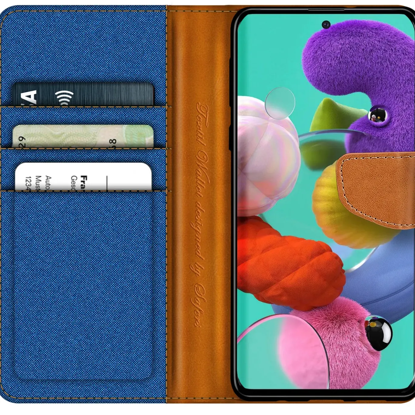 Samsung Galaxy A51 - Jeanslook Klapphülle mit Kartenfach