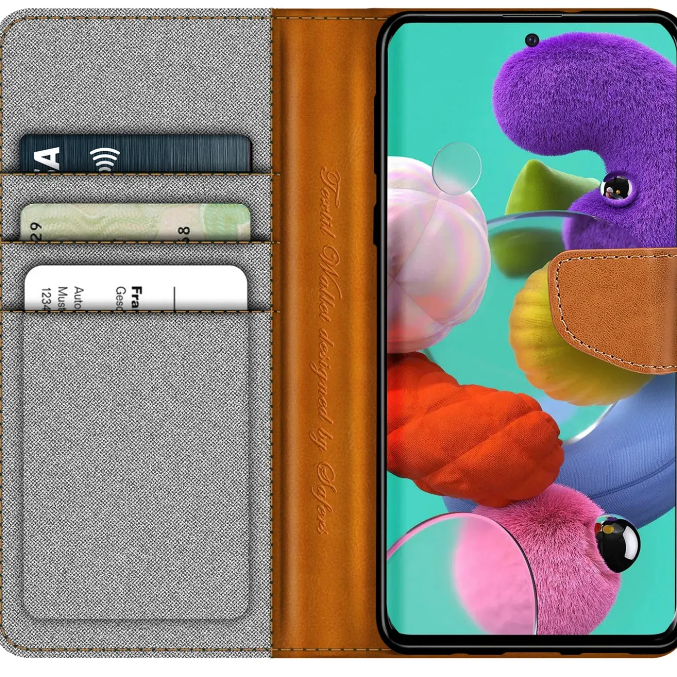 Samsung Galaxy A51 - Jeanslook Klapphülle mit Kartenfach