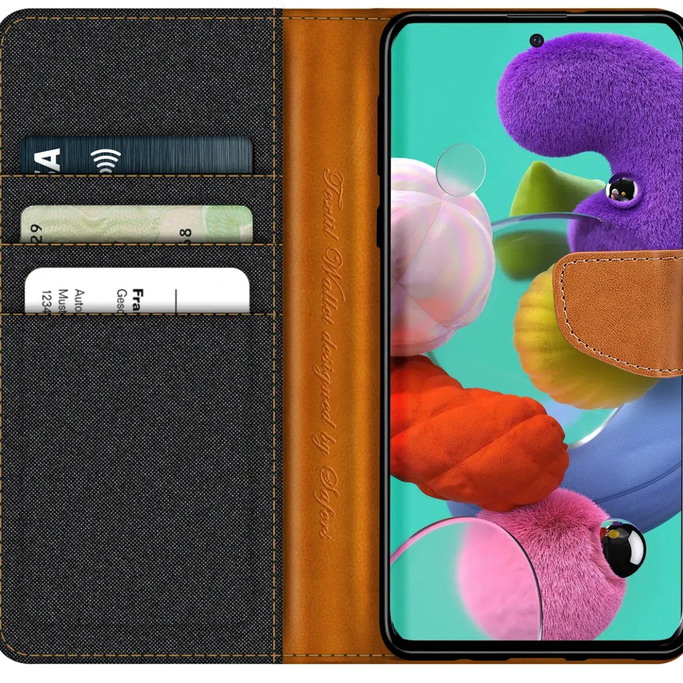 Samsung Galaxy A51 - Jeanslook Klapphülle mit Kartenfach