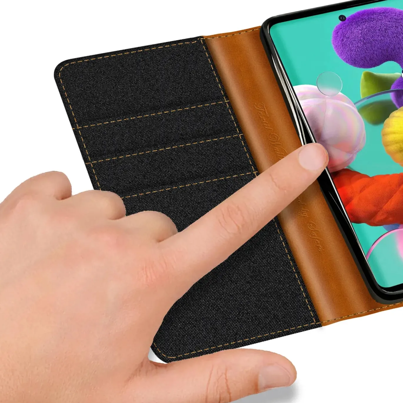Samsung Galaxy A51 - Jeanslook Klapphülle mit Kartenfach