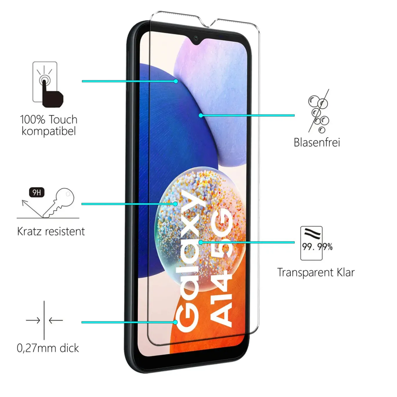 Samsung Galaxy A15 4G / 5G - 9H Displayschutzfolie 2x Display & Kamera