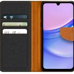 Samsung Galaxy A15 4G / 5G - Jeanslook Klapphülle mit Kartenfach
