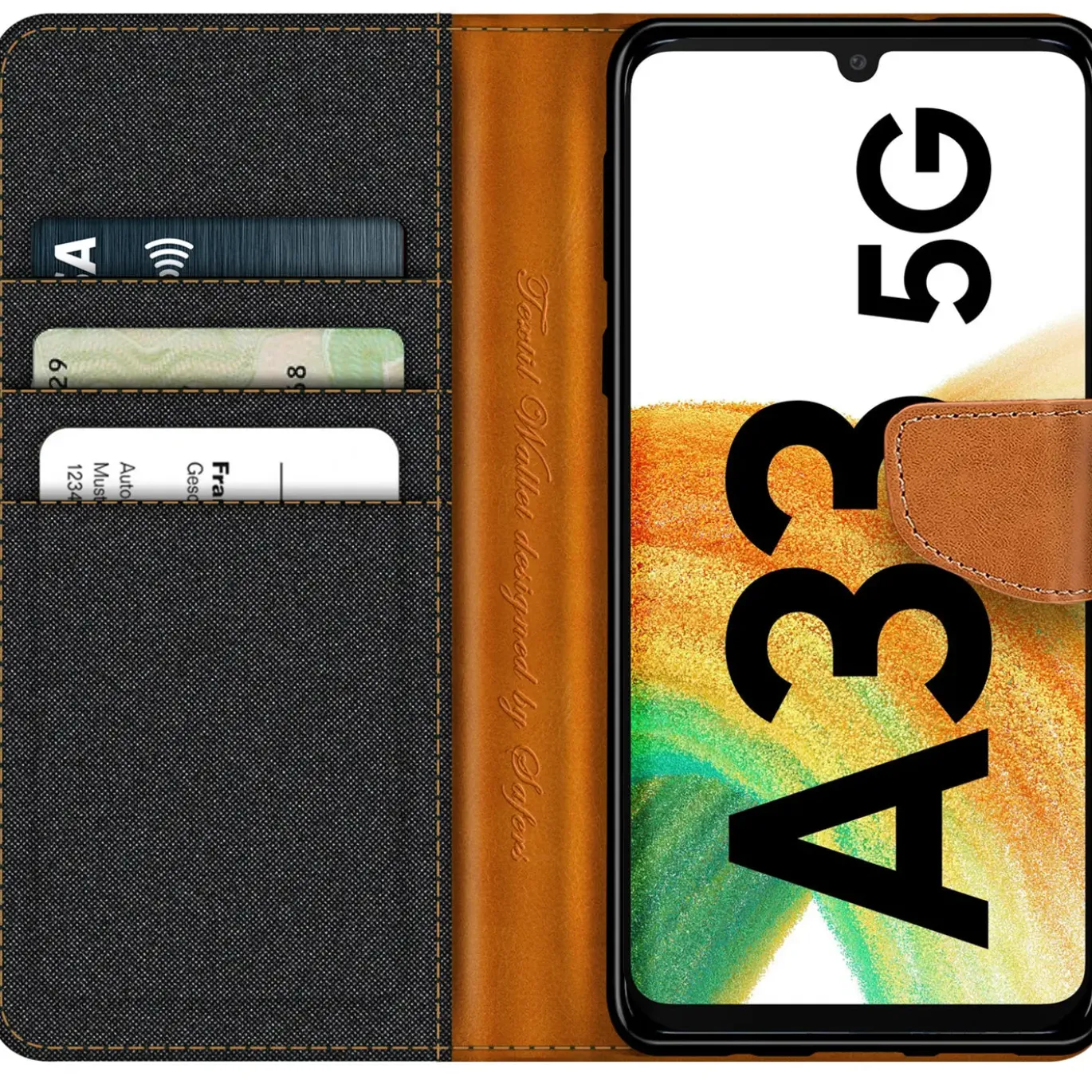 Samsung Galaxy A33 5G - Jeanslook Klapphülle mit Kartenfach