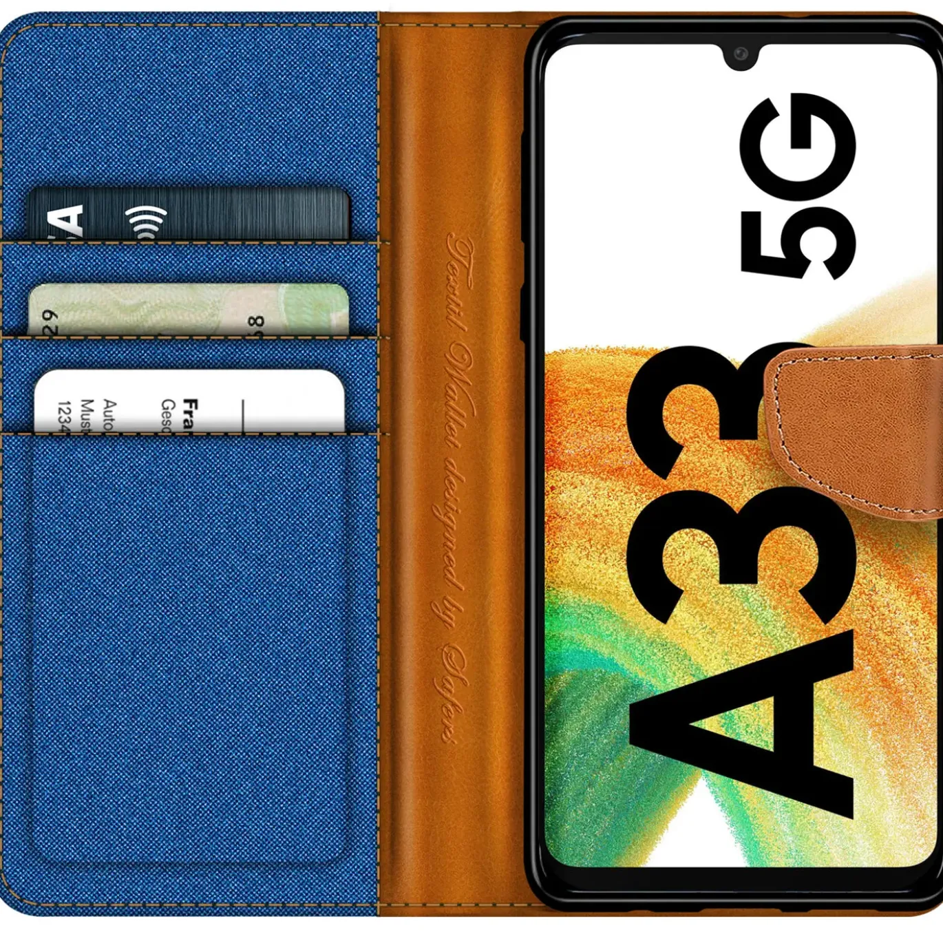 Samsung Galaxy A33 5G - Jeanslook Klapphülle mit Kartenfach