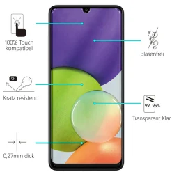 Samsung Galaxy A22 4G / M32 / M22 - 2x 9H Panzer Glasfolie, Displayfolie