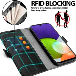 Samsung Galaxy A22 5G - Robuste Klapphülle mit RFID Block