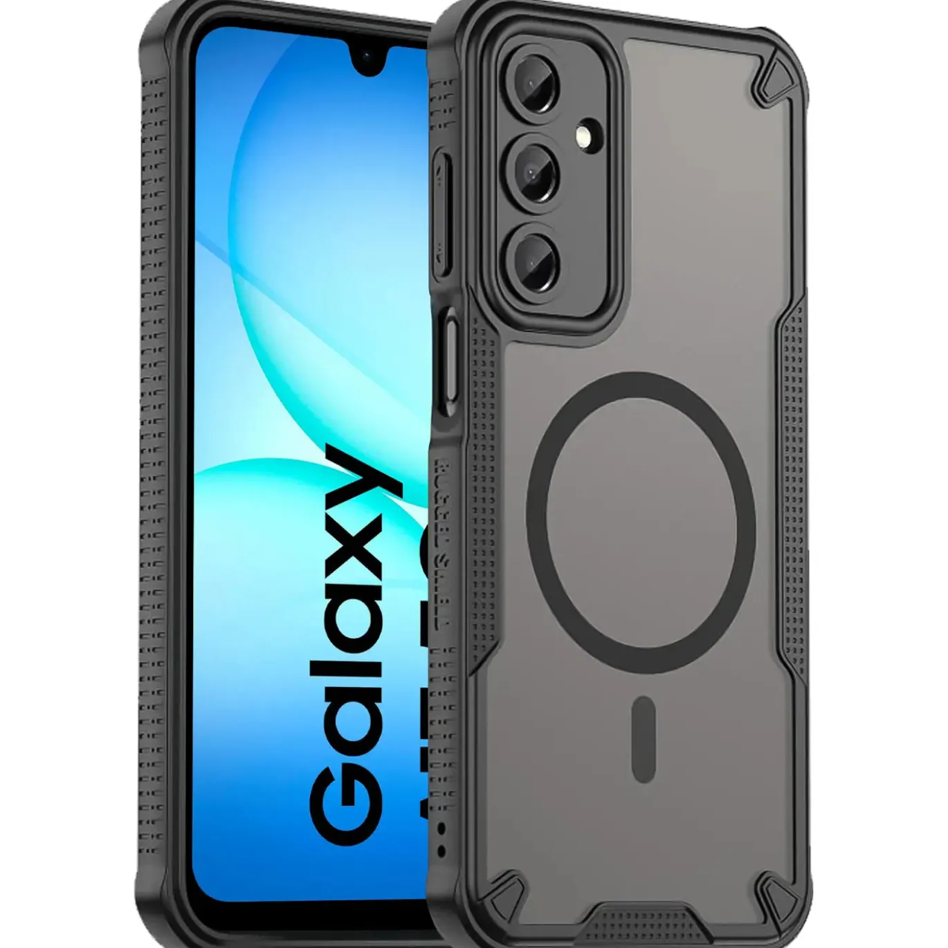 Samsung Galaxy A17 5G - Stoßfestes MagSafe Case in Schwarz mit halbtransparenter Rückseite