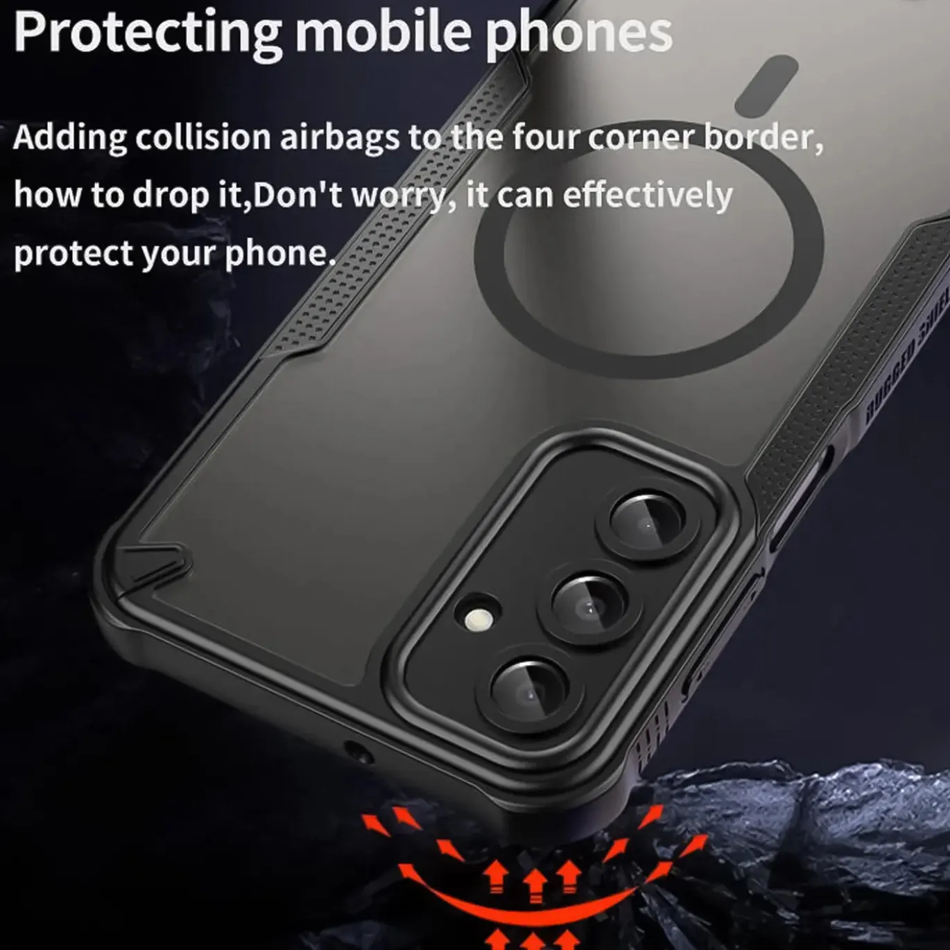Samsung Galaxy A26 5G - Stoßfestes MagSafe Case in Schwarz mit halbtransparenter Rückseite