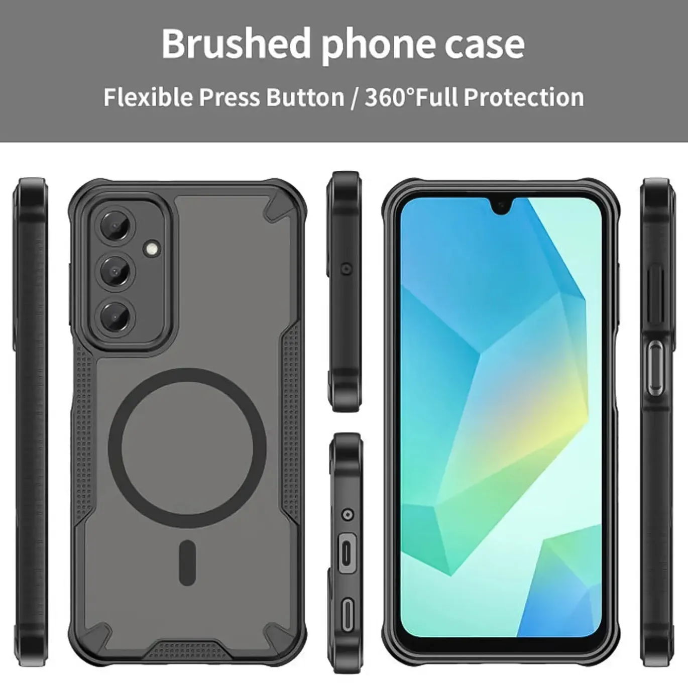 Samsung Galaxy A26 5G - Stoßfestes MagSafe Case in Schwarz mit halbtransparenter Rückseite