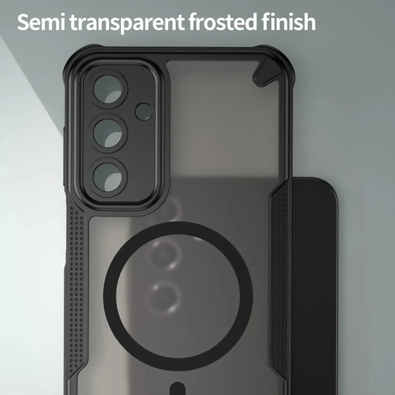 Samsung Galaxy A16 5G - Stoßfestes MagSafe Case in Schwarz mit halbtransparenter Rückseite