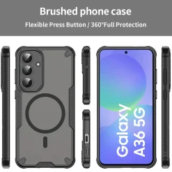 Samsung Galaxy A36 5G - Stoßfestes MagSafe Case in Schwarz mit halbtransparenter Rückseite