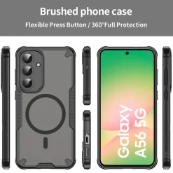 Samsung Galaxy A56 5G - Stoßfestes MagSafe Case in Schwarz mit halbtransparenter Rückseite