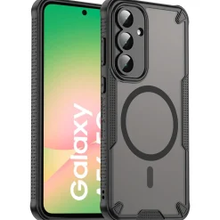 Samsung Galaxy A56 5G - Stoßfestes MagSafe Case in Schwarz mit halbtransparenter Rückseite