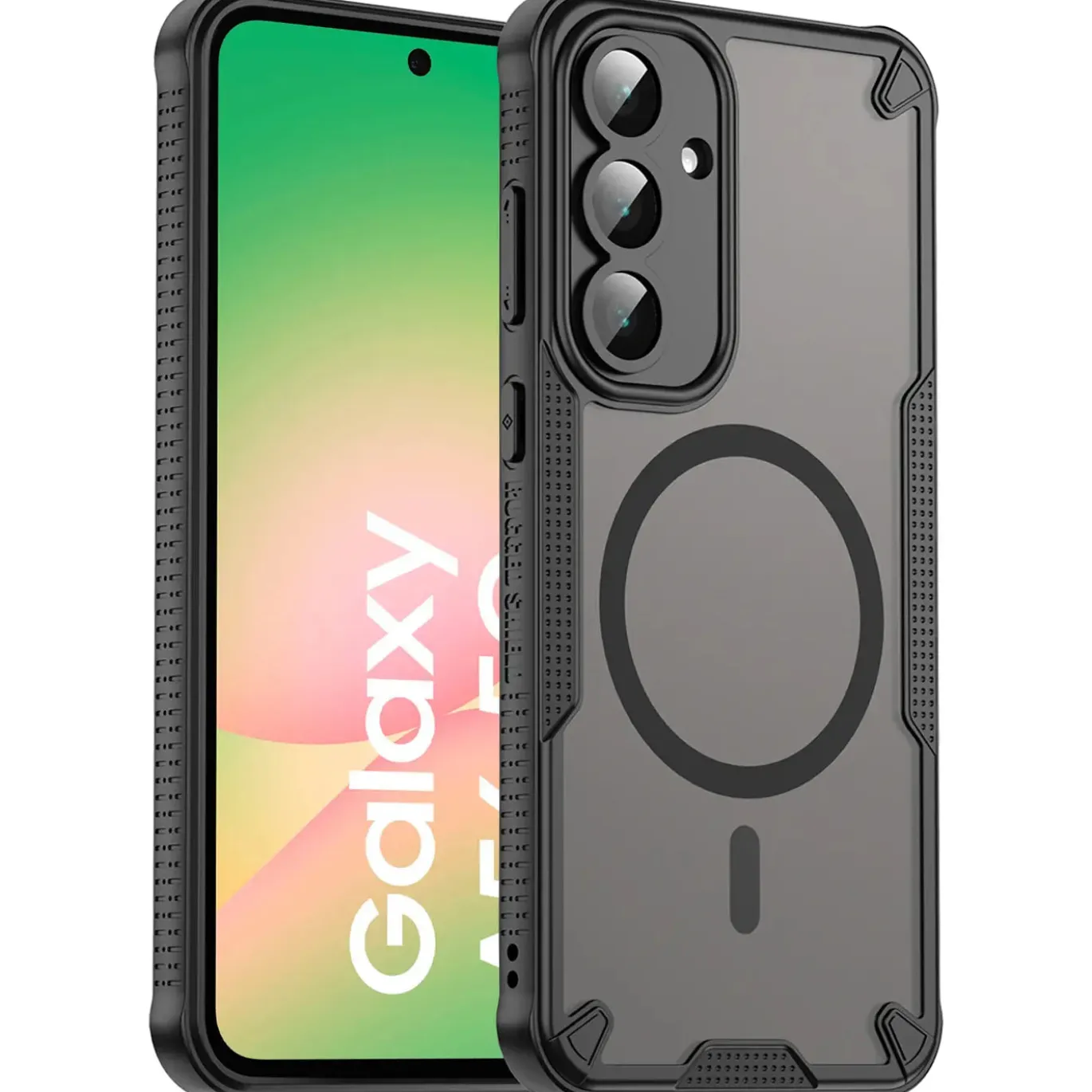 Samsung Galaxy A56 5G - Stoßfestes MagSafe Case in Schwarz mit halbtransparenter Rückseite