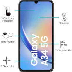 Samsung Galaxy A34 5G - 2x 9H Panzer Glasfolie, Displayfolie