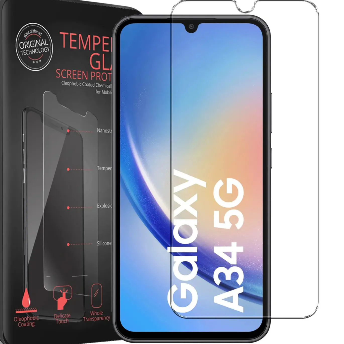 Samsung Galaxy A34 5G - 2x 9H Panzer Glasfolie, Displayfolie
