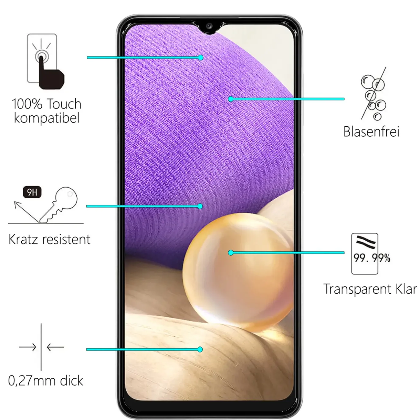 Samsung Galaxy A33 5G - 2x 9H Panzer Glasfolie, Displayfolie