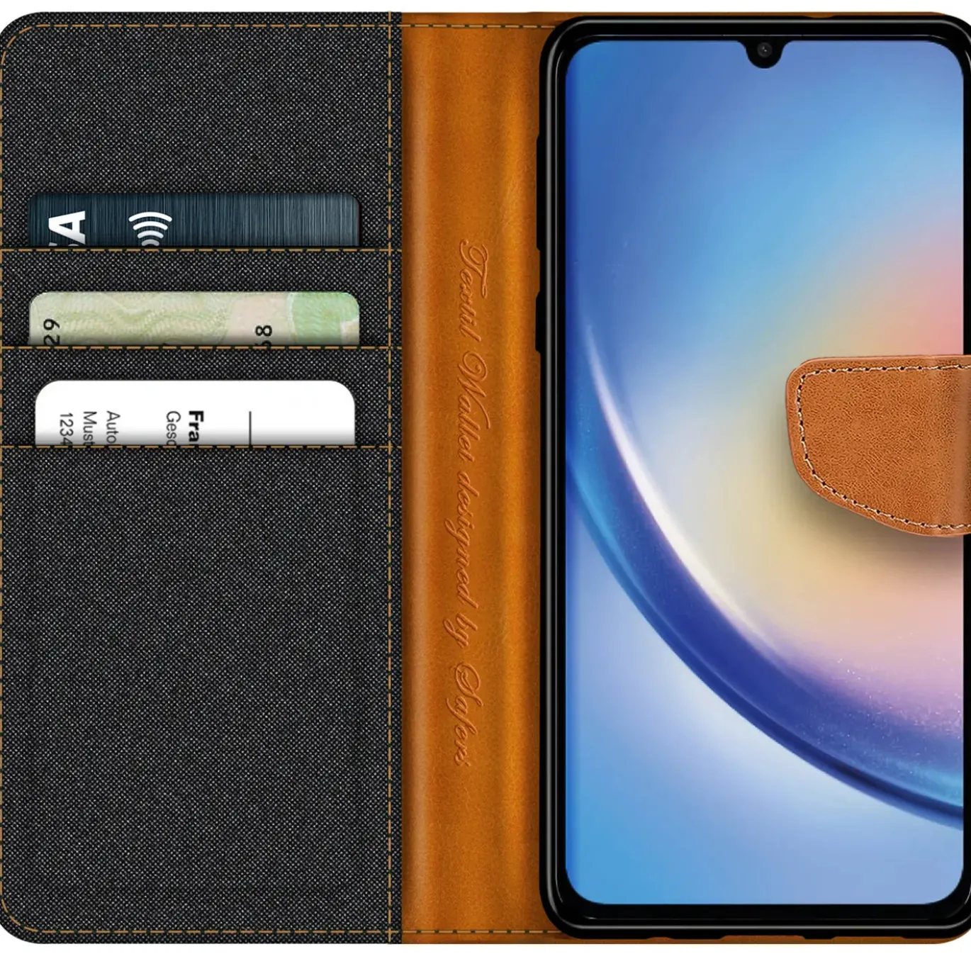 Samsung Galaxy A05s - Jeanslook Klapphülle mit Kartenfach