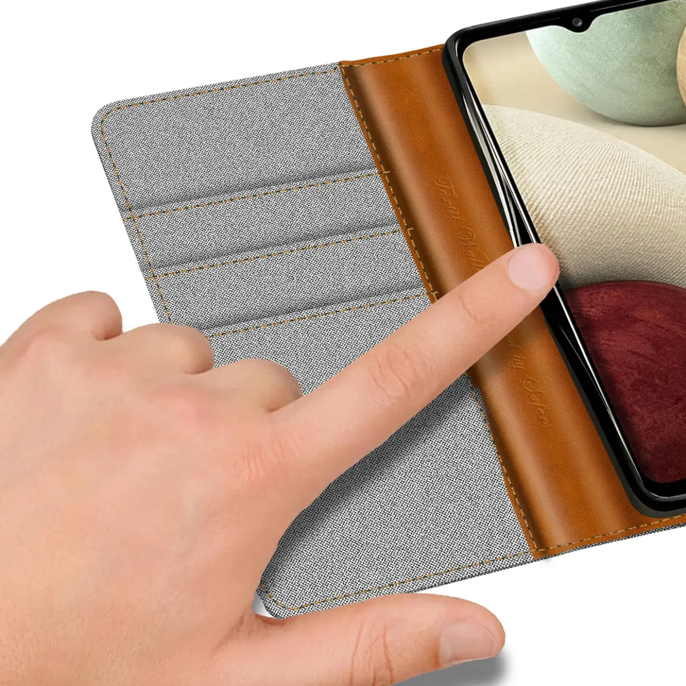 Samsung Galaxy A03s - Jeanslook Klapphülle mit Kartenfach