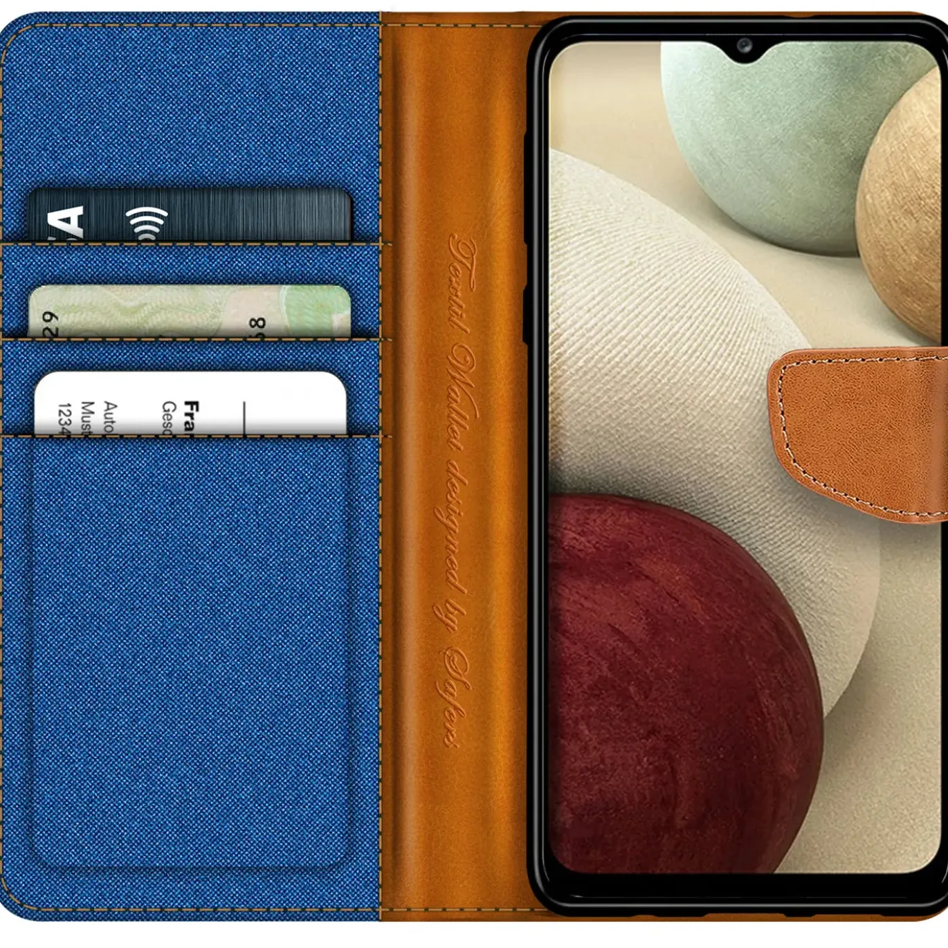 Samsung Galaxy A03s - Jeanslook Klapphülle mit Kartenfach
